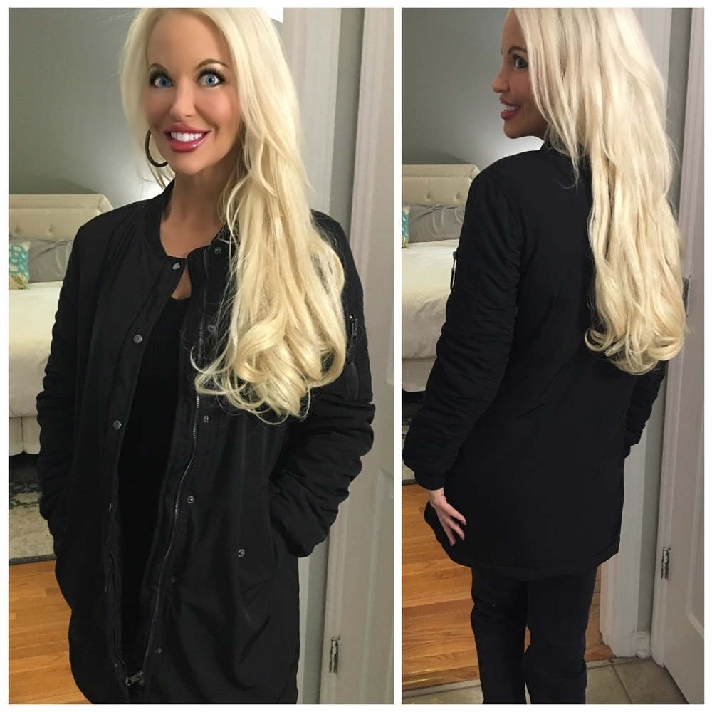 NEW! WARM! Black Fully lined Longline Puffer Jacket - Picture 2 of 2